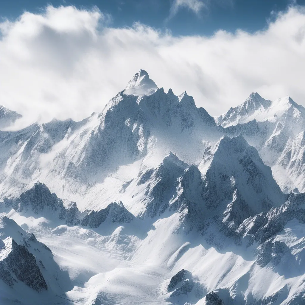 Majestic snow-capped mountains with clouds