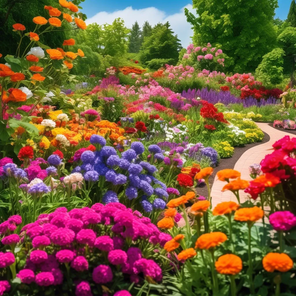 A vibrant field of colorful flowers in bloom