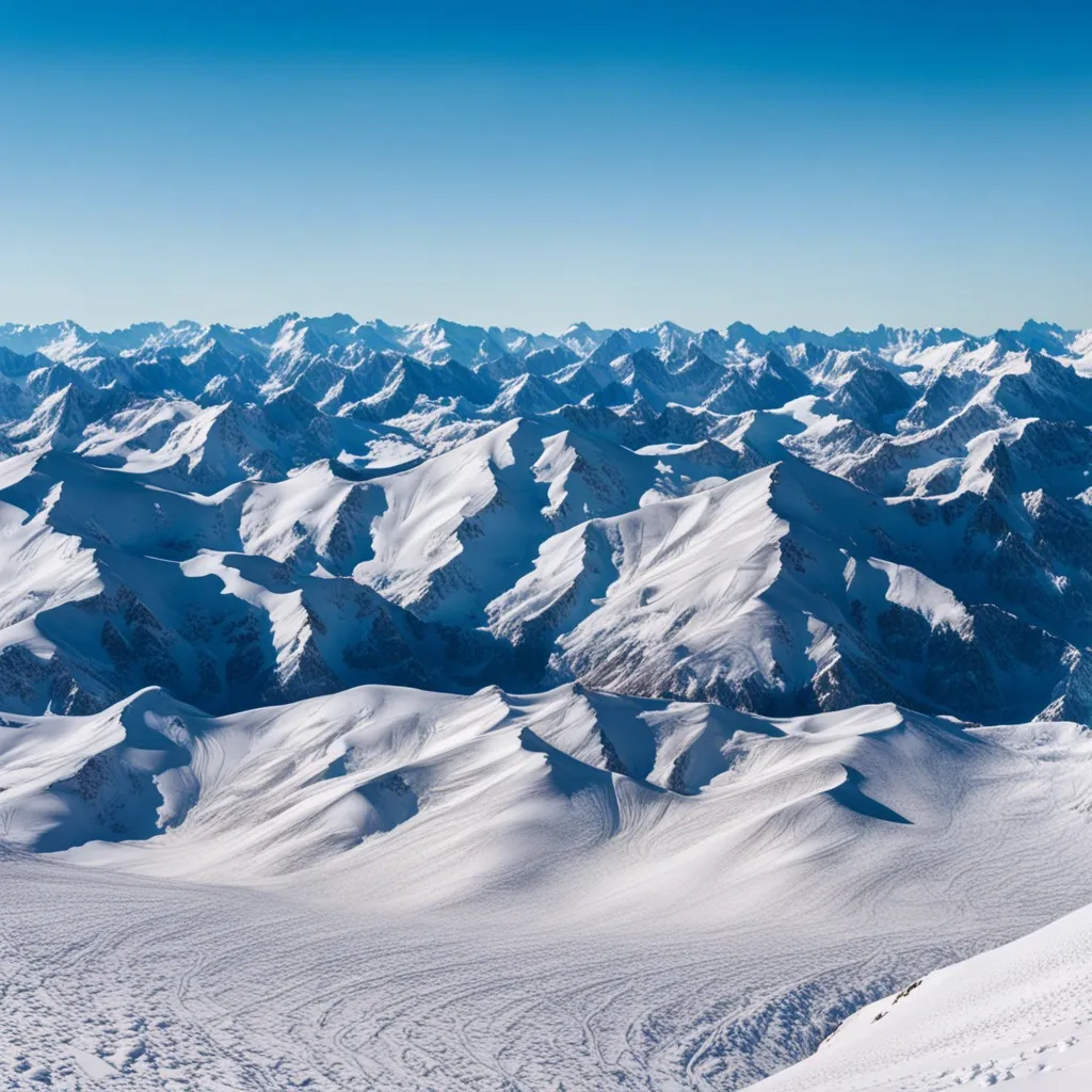 A majestic snow-capped mountain range