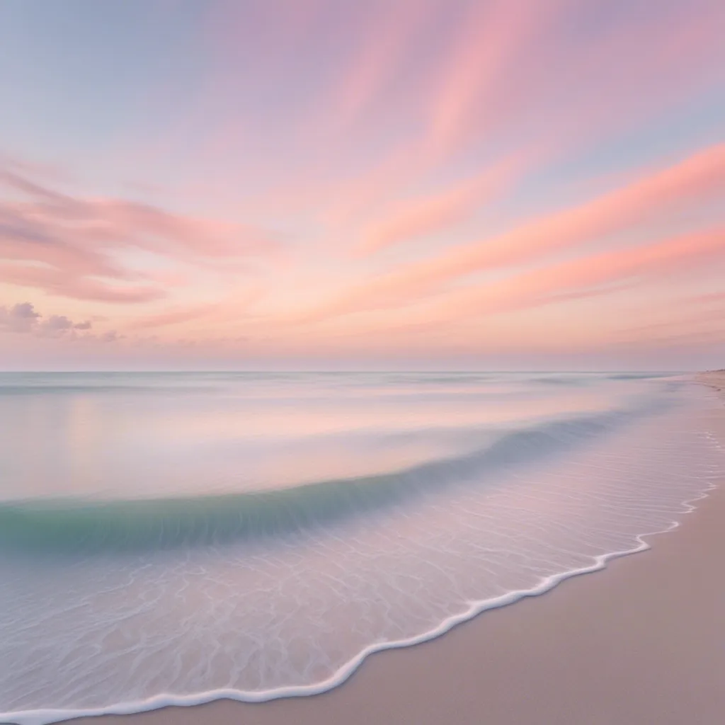 A beautiful sunset over a sandy beach