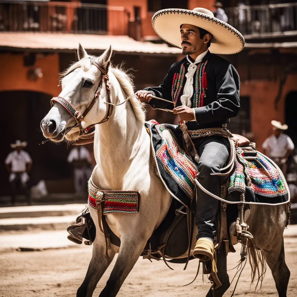 A man in a cowboy hat riding a white horse.