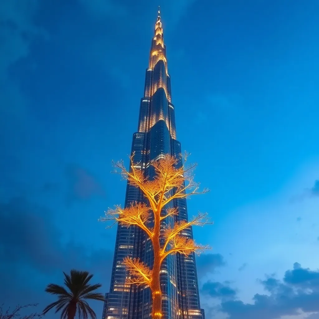 Burj Khalifa illuminated at night