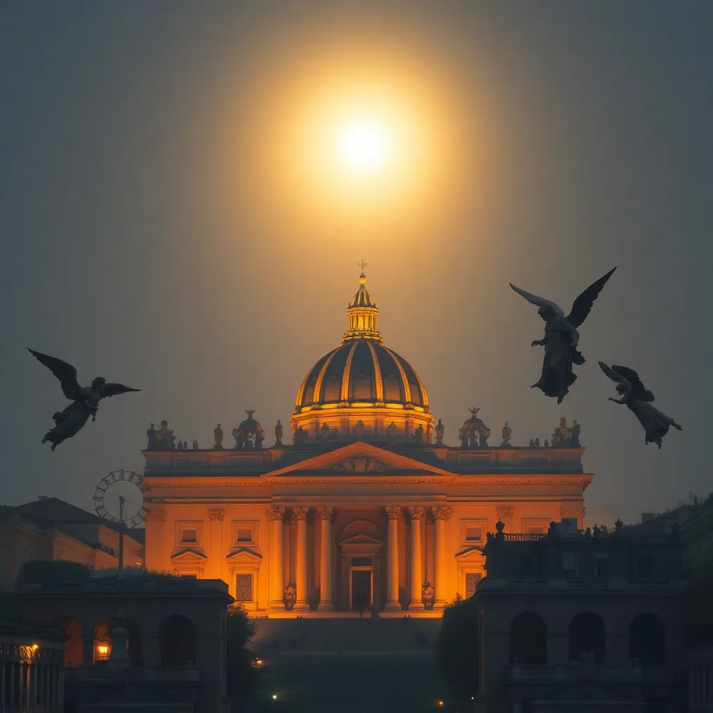 A famous dome-shaped building with birds flying around it