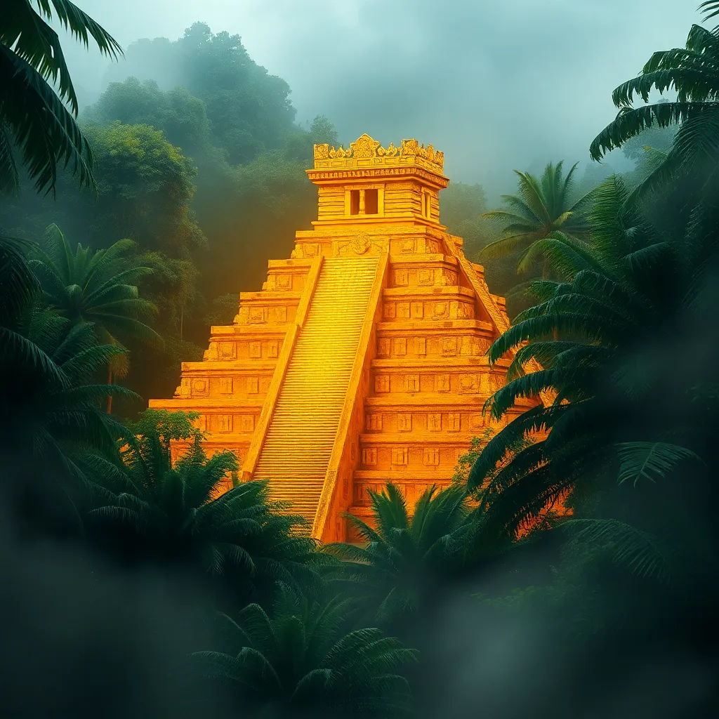 The ancient Mayan pyramid of Chichen Itza surrounded by lush jungle.