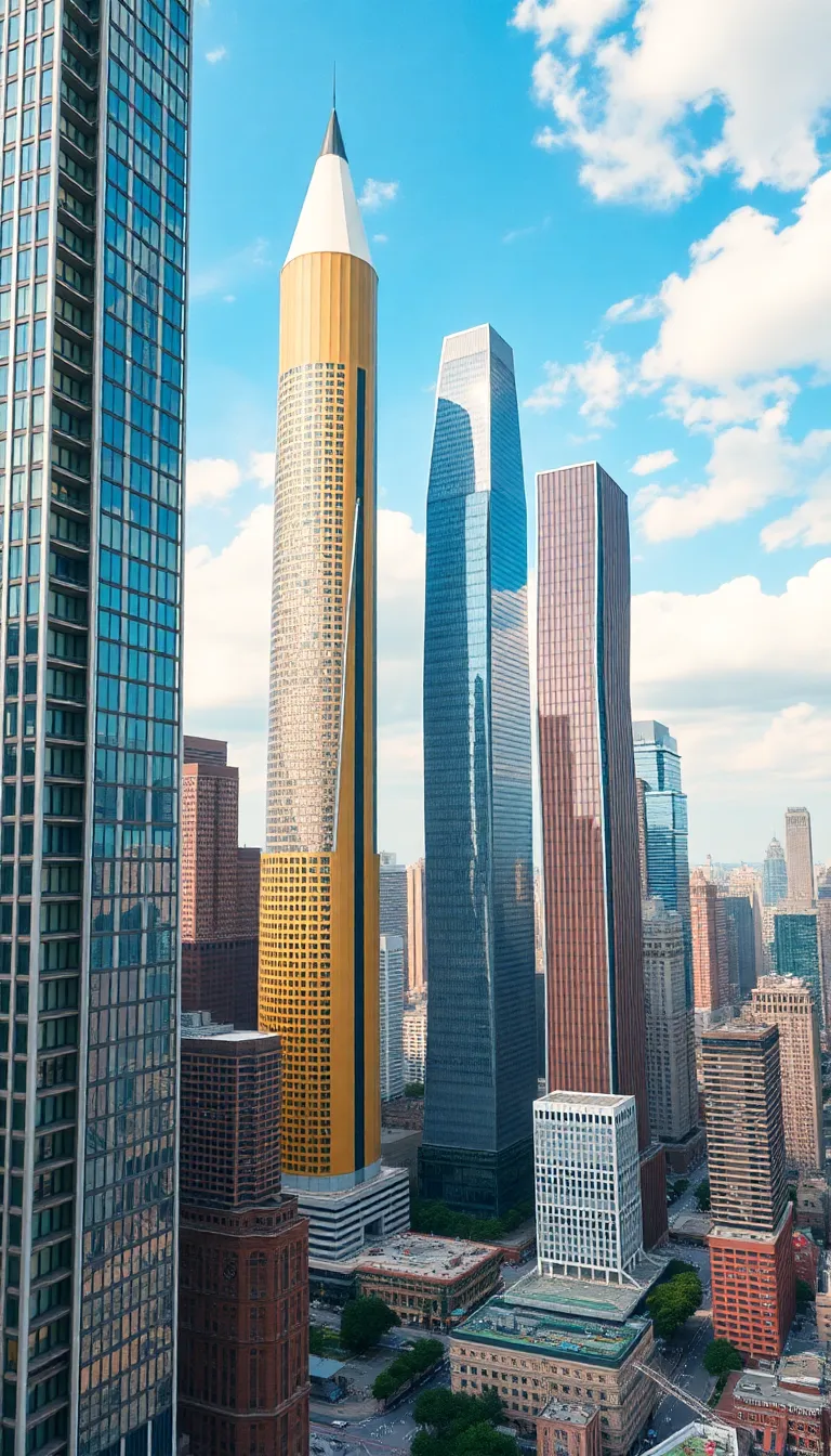 A breathtaking view of a modern city with towering skyscrapers reaching towards the sky.