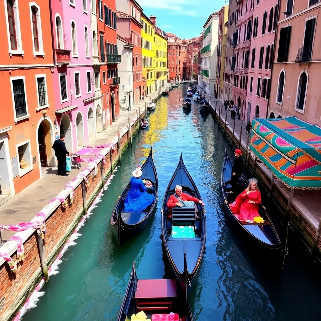 A gondola floating through the canals of Venice.