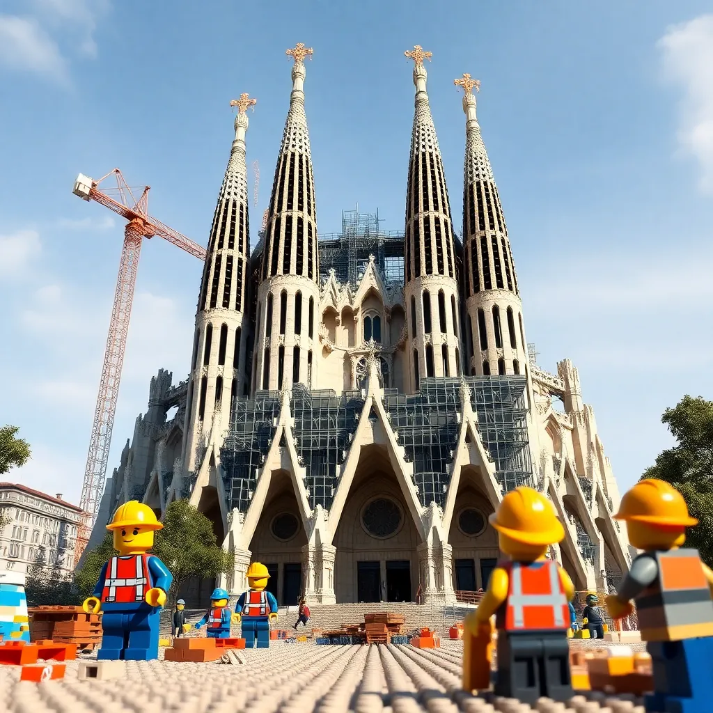 A LEGO model of the Sagrada Familia in Barcelona.