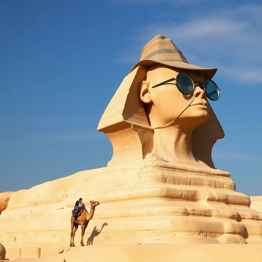 The Great Sphinx of Giza with sunglasses.