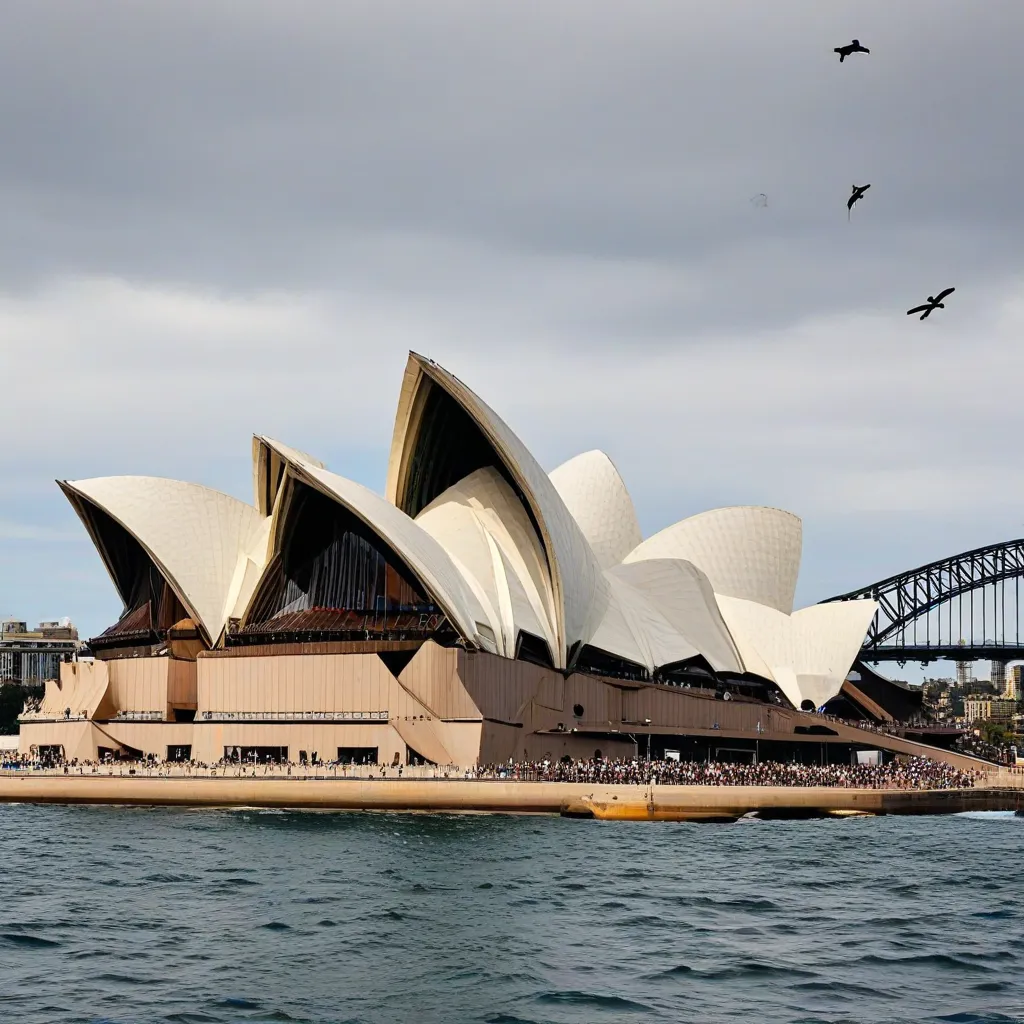 Sydney Opera House with a bridge in the background