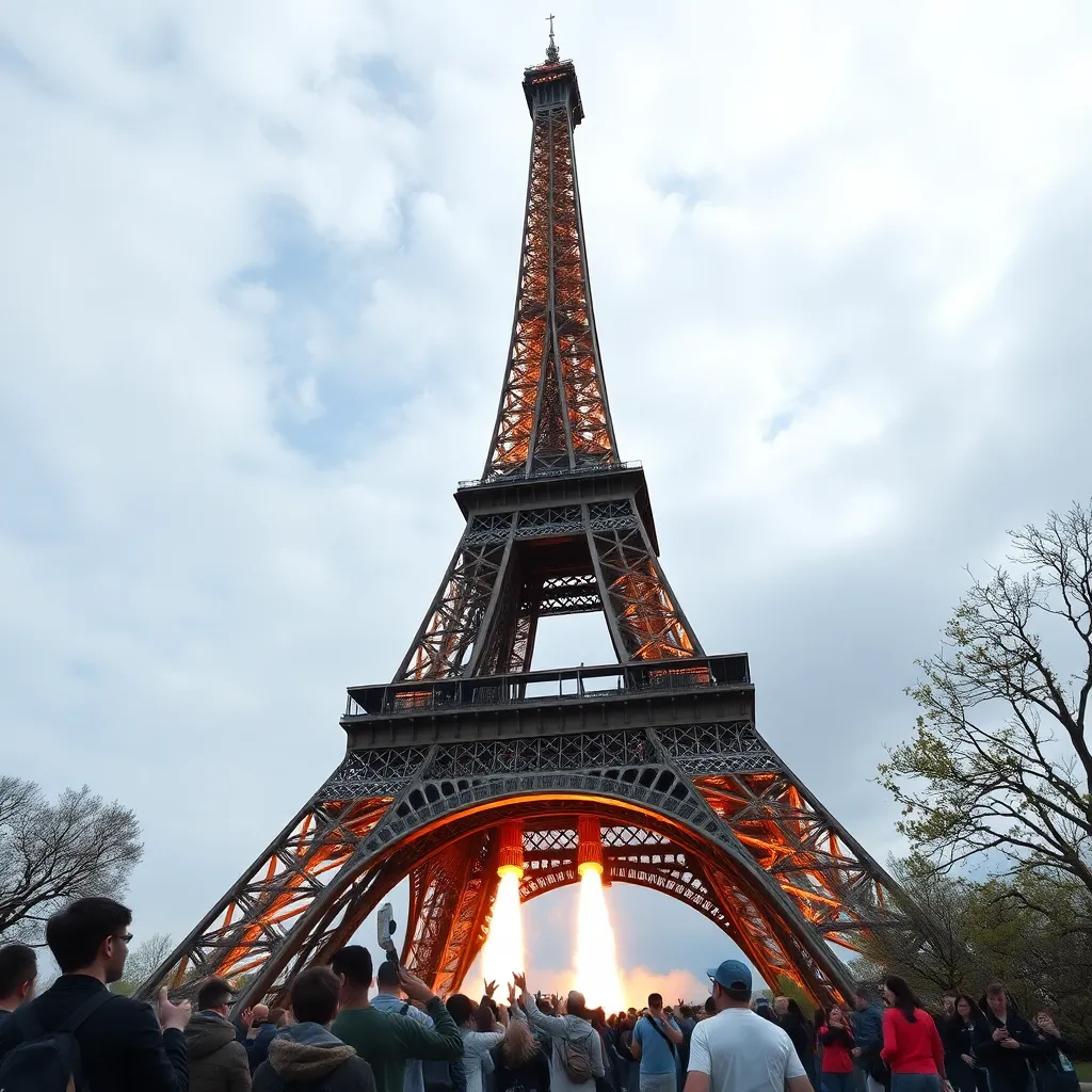 Eiffel Tower illuminated at night