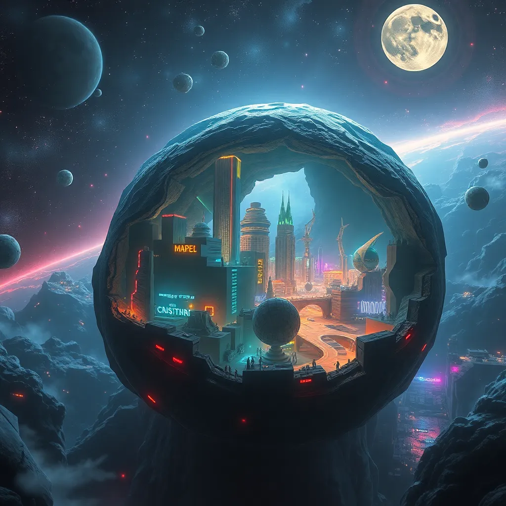 Domed structure on a planet with a cityscape visible inside, reflecting light.