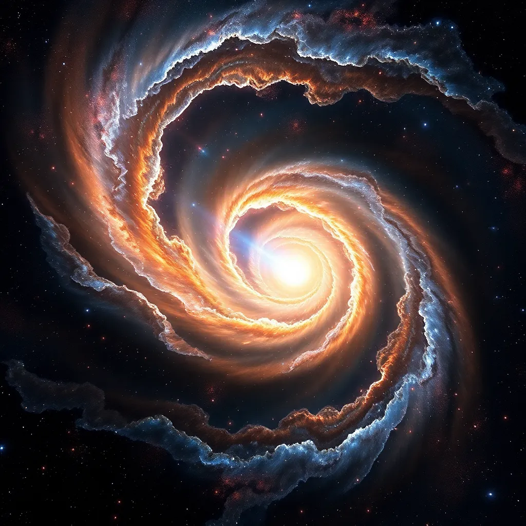 Swirling galaxy with a bright center and spiraling arms.