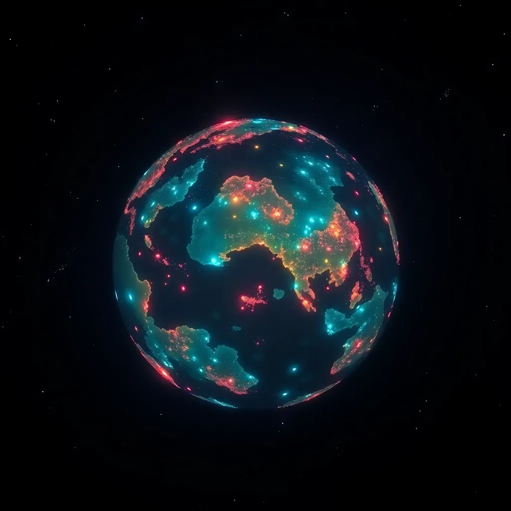 Glowing, cracked egg-shaped planet against a dark background.