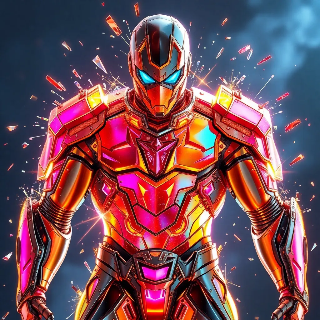 A superhero with a glowing red and pink energy form, standing with their fists clenched.