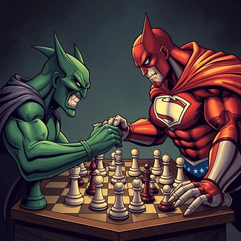 Batman and Superman are playing chess.