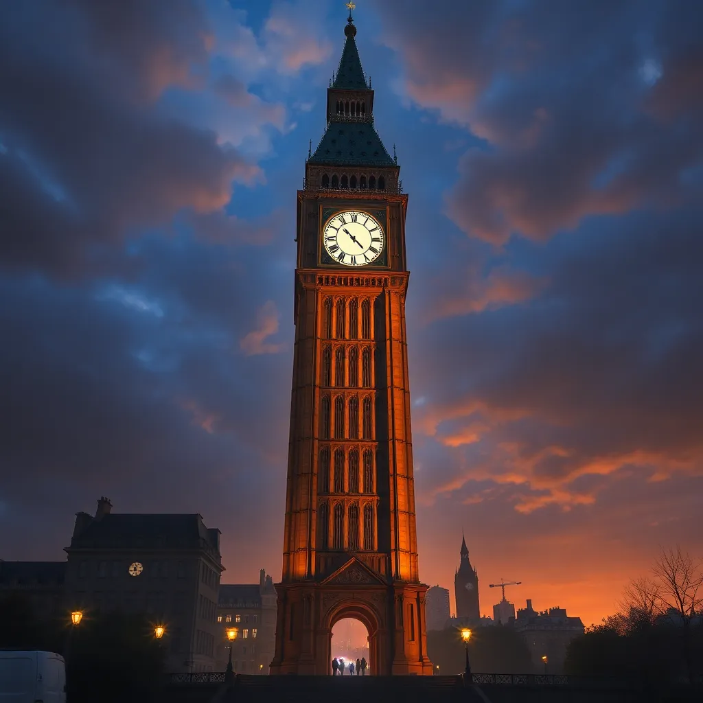 The iconic clock tower of Big Ben in London at night, illuminated against a dramatic sky.