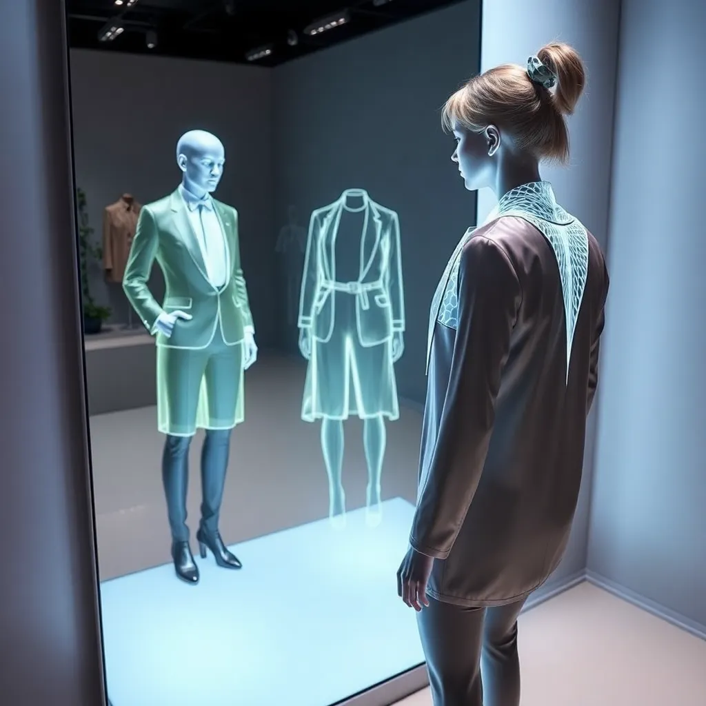 Two translucent mannequins in a standing display case.