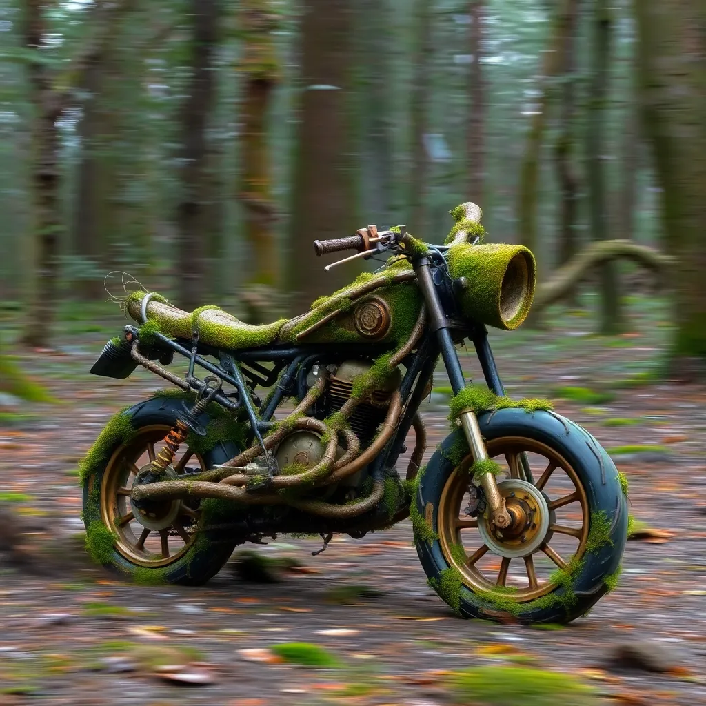 A customized motorcycle with unique paint job.