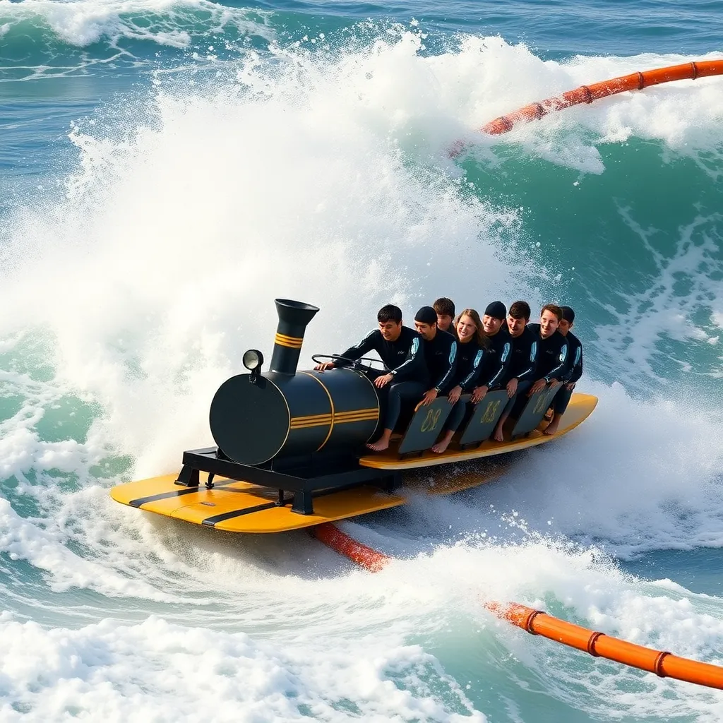 A boat ride through a wave pool.