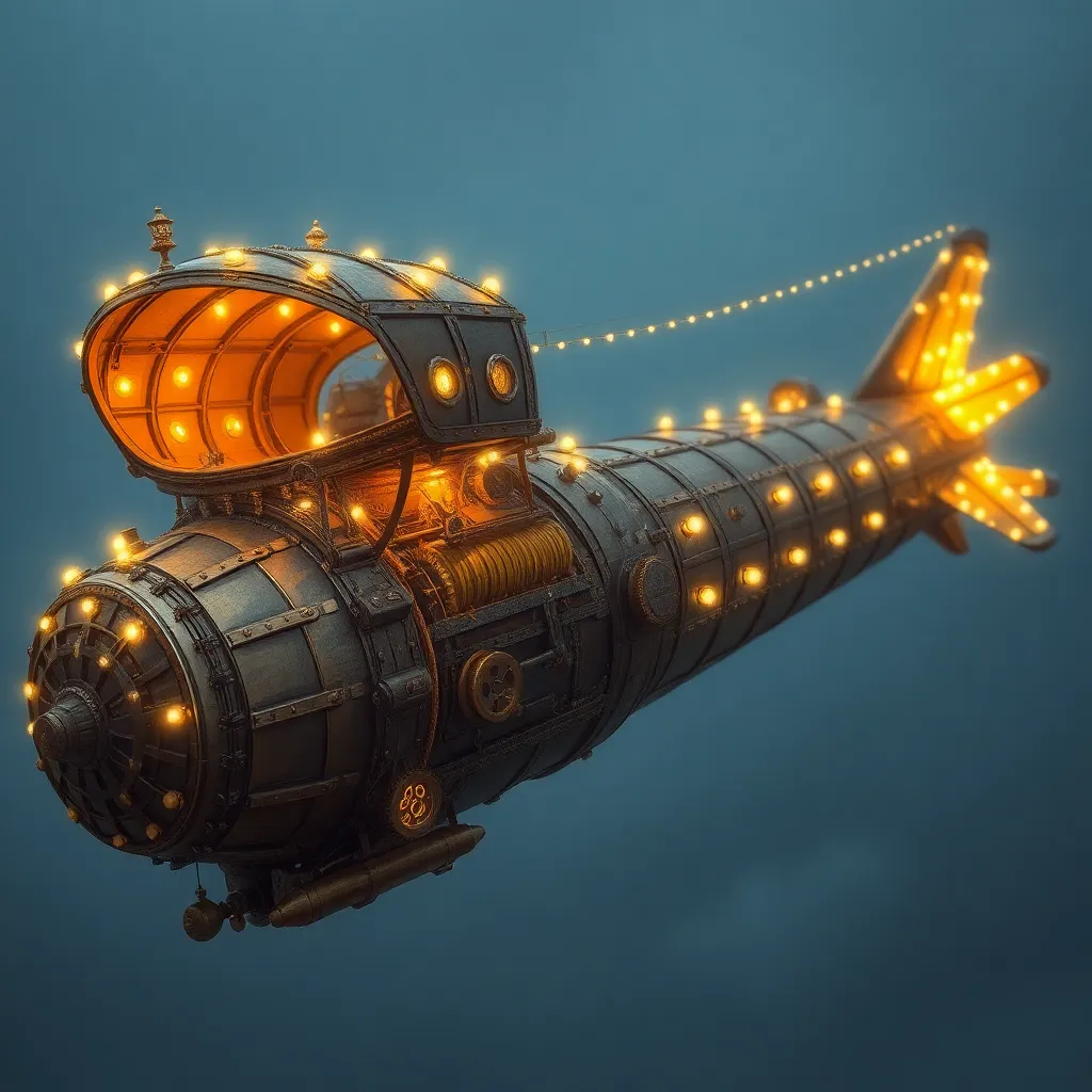 A steampunk-inspired airship with intricate details.