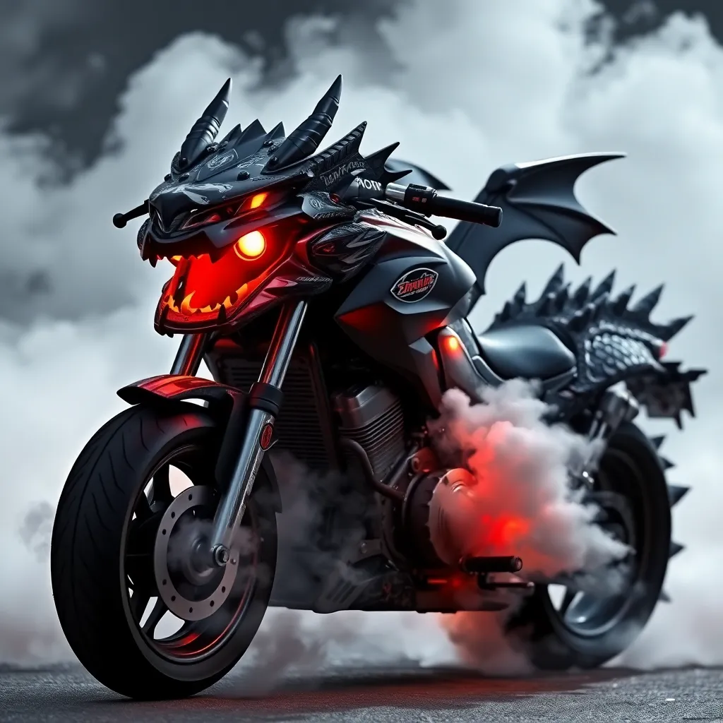 A motorcycle transformed into a fearsome dragon.