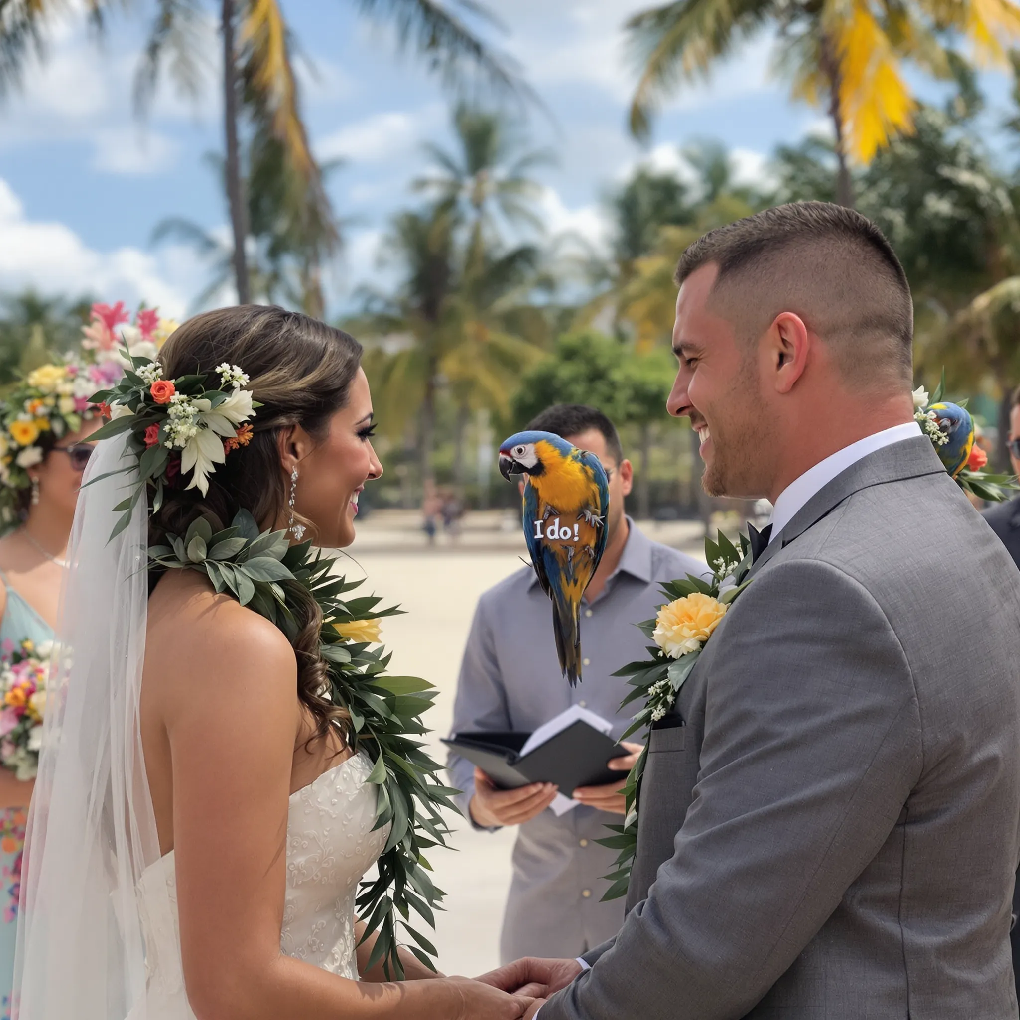 A couple exchanging vows during their wedding ceremony.