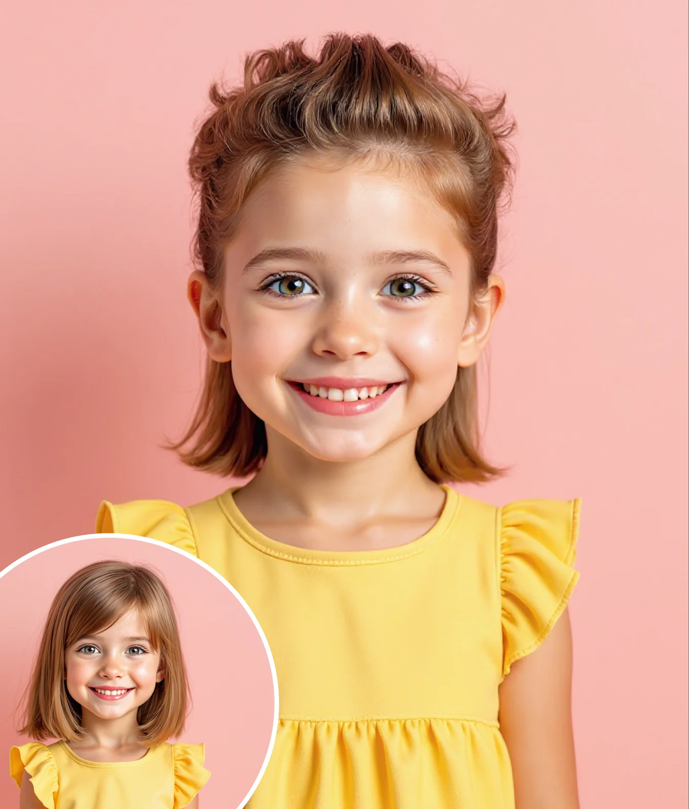 Young girl with AI Hair Style change in playful fashion look