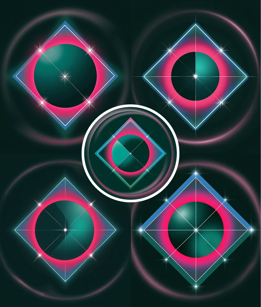 AI-generated visual pattern variations of geometric abstract shapes using AI Image Variator tool