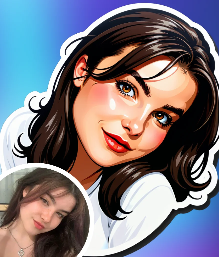 ai-sticker-cute-girl-blue-pink-bg