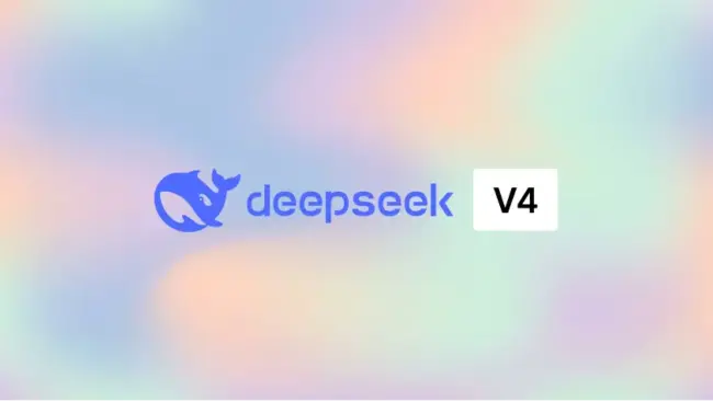DeepSeek V4 AI model logo on soft colorful gradient background for image generation tool