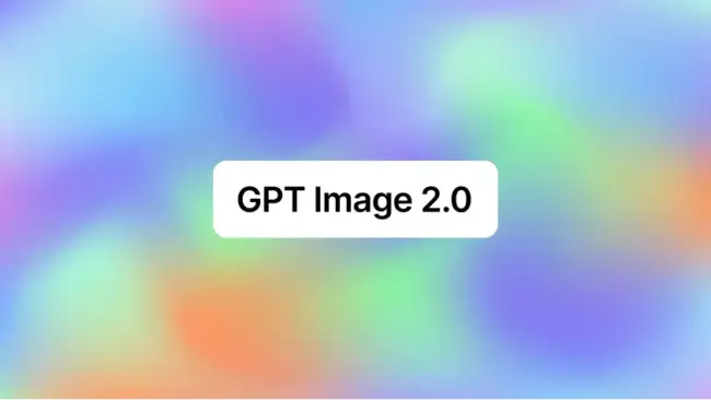 GPT Image 2.0 text centered on soft colorful mesh gradient background for AI image generation tool